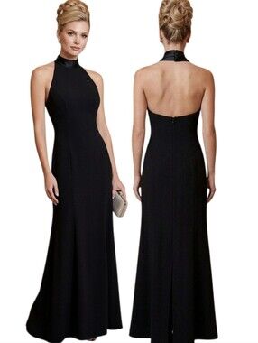 CARLA ZAMPATTI Wool Crepe Halter Evening Gown - Size 6